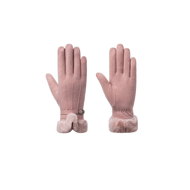 Double Layer เพิ่ม CASHMERE Thicken หน้าจอสัมผัสอุ่นถุงมือผู้หญิง Outdoor Windproof ถุงมือฤดูหนาว Elegant สไตล์ถุงมือ