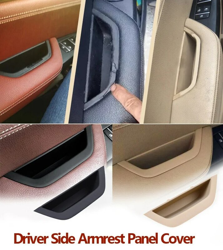 Tirador de puerta Interior LHD RHD con cubierta de cuero, Juego completo para BMW X3, X4, F25, F26, 2010-2016