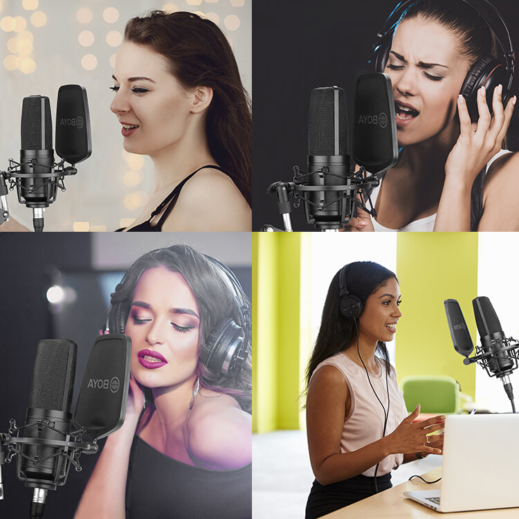 BOYA BY-M1000 Recording Condenser Microphone Professional Studio Broadcast Mic for Vlog Video Gaming Vocal Singing Live