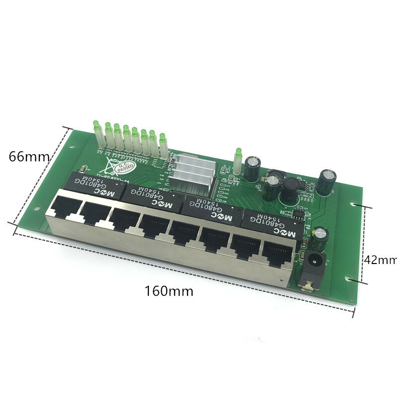 O porto do oem pbc 8 gigabit ethernet switch 8 encontrou o encabeçamento da maneira de 8 pinos 10/100/1000 m hub 8way power pin pcb placa oem schroef gat