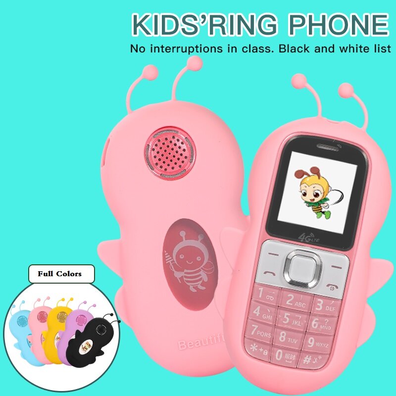 Teléfono Móvil de dibujos animados para niños pequeños, Mini lista negra linda, llamada rápida familiar, estuche gratis, Bar, estudiante, sin cámara, antorcha