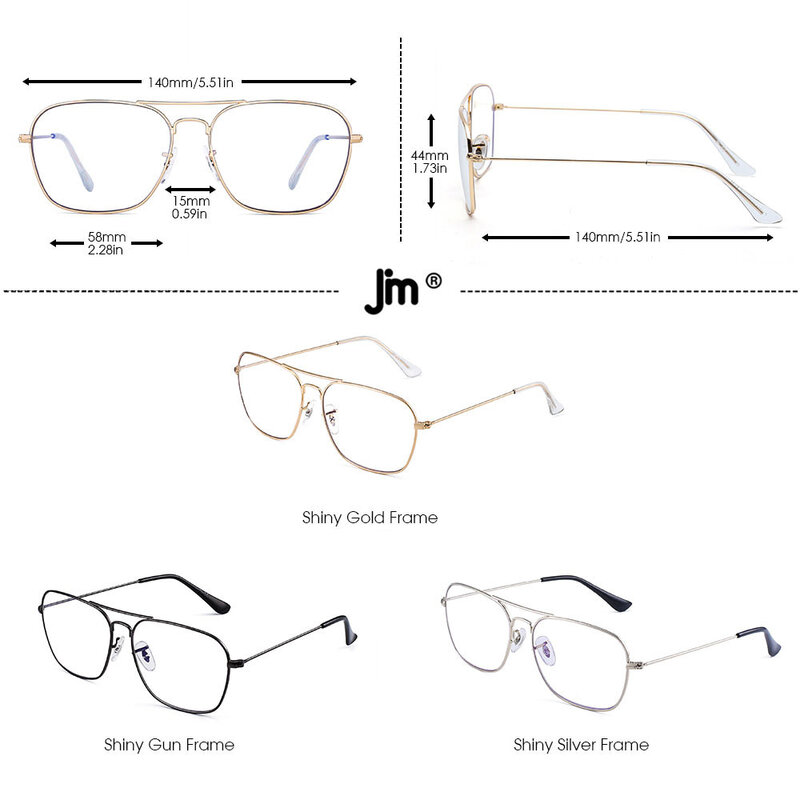JM 에비에이터 컴퓨터 블루 라이트 차단 안경, 사각 눈 보호, 눈부심 방지 비디오 안경, 남녀공용