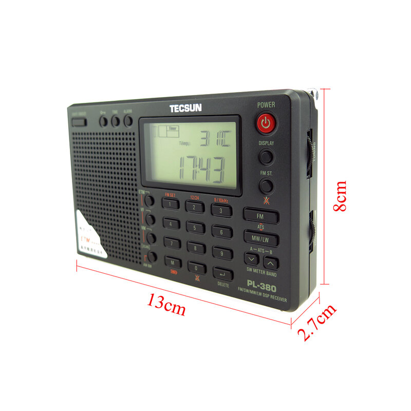Radio Digital de banda completa PL-380, dispositivo de demodulación estéreo, PLL, portátil, FM /LW/SW/MW, receptor DSP, AM, novedad