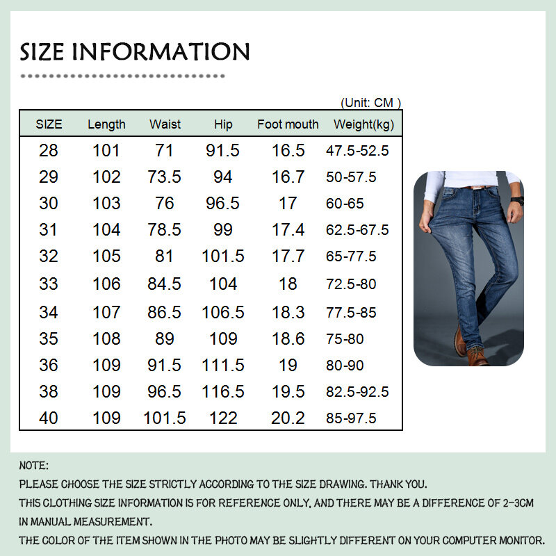 Men's Jeans Spring Autumn Straight Trousers Fashion Men's Cotton Denim Trousers New Micro-Elastic Fabric Business Casual Pants