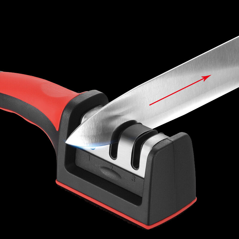 LMETJMA 3-ступенчатая точилка для ножей с еще одной заменяемой точилкой ручной инструмент для заточки кухонных ножей для всех ножей KC0319