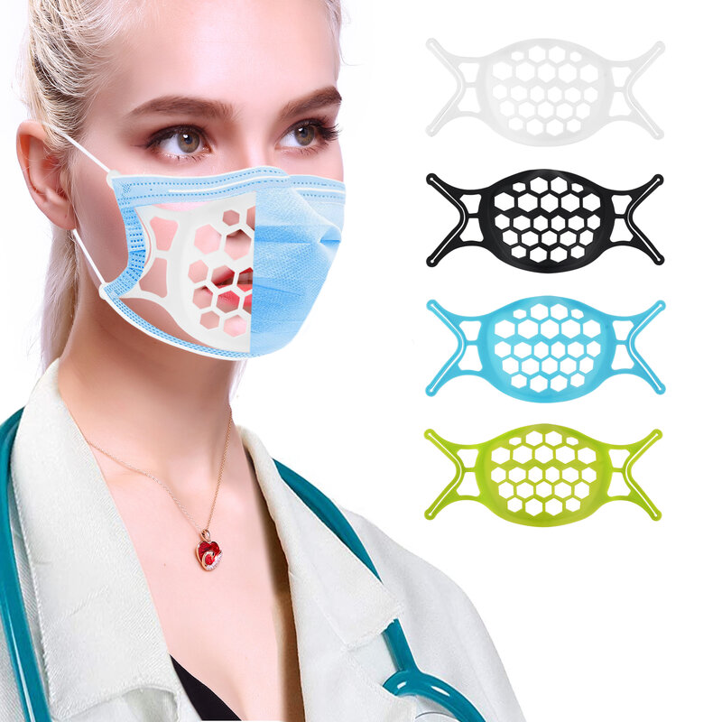 Soporte para mascarilla facial 3D, ayuda para respirar, cojín interno, soporte de silicona de grado alimenticio, válvula transpirable