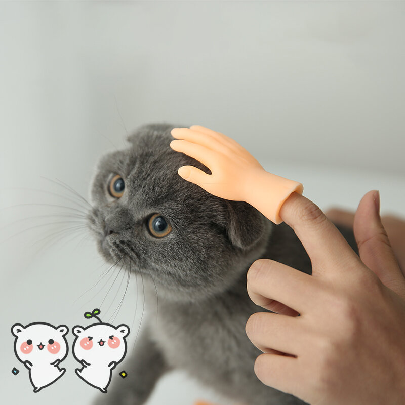 놀리는 고양이 플라스틱 손가락 장갑 인간의 가짜 손 고양이 대화 형 장난감 애무 고양이 개 장난감 작은 손 애완 동물 고양이 용품 1 Pcs