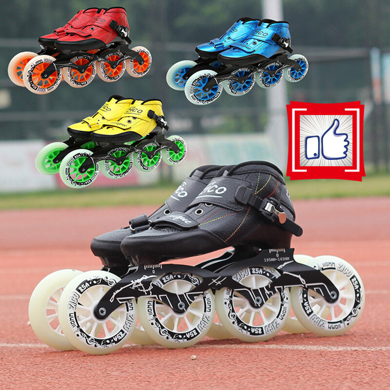 Premium Female / Male Speed Shoes with 90mm 100mm 110mm 4 Wheels Inline Skates Patines EUR 30 to 45 Crabon Fibre Boot Race 1pair