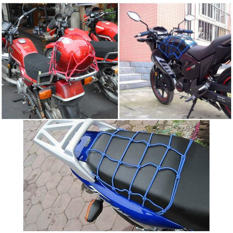 Motocicleta Faux Leather Cargo Net, Capacete de Armazenamento Mesh Bag, Monocromático, Elástico com Ganchos, Durável, 6 Gancho, Tiedown, 12"