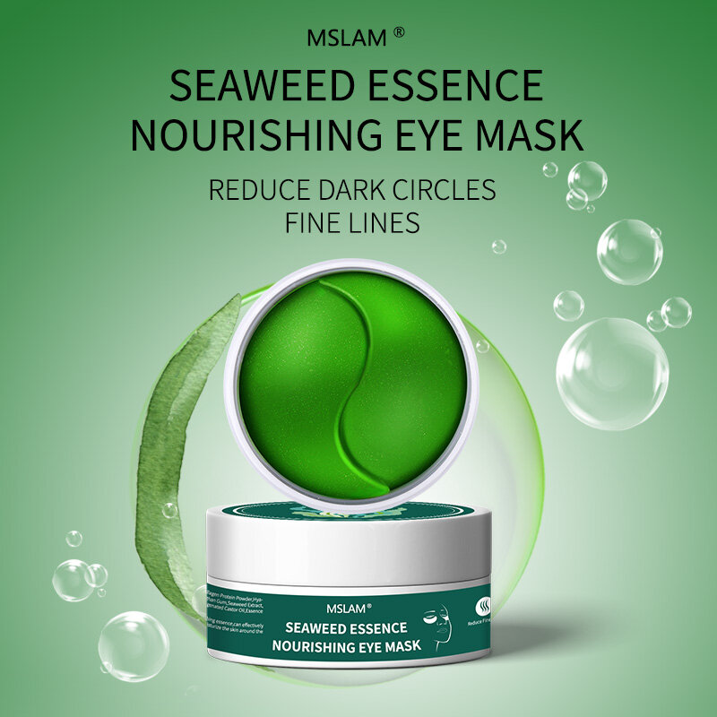 Seaweed Under Eye Patches Chlorella Extract Gel Pads  Undereye Dark Circles Puffy Eyes Wrinkles Crow’s Feet Eye Bags Treatment