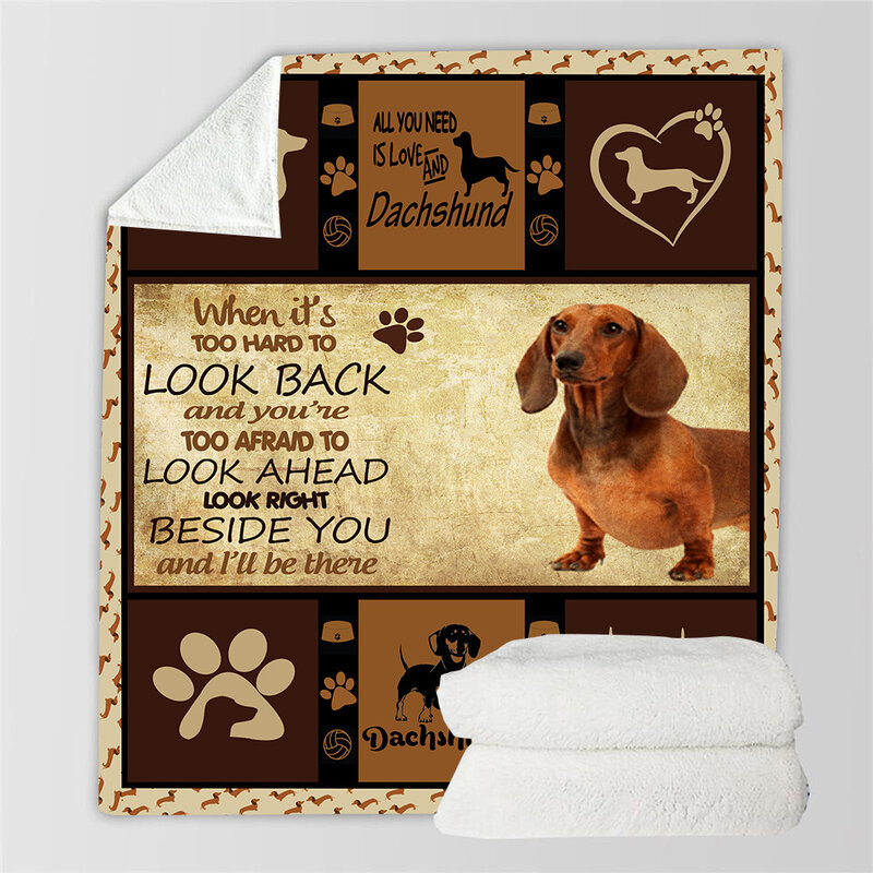 All You Need Is Love and Dachshund Sherpa Blanket 3D printed Wearable Blanket Adults/kids Fleece Blanket Drop Shipping