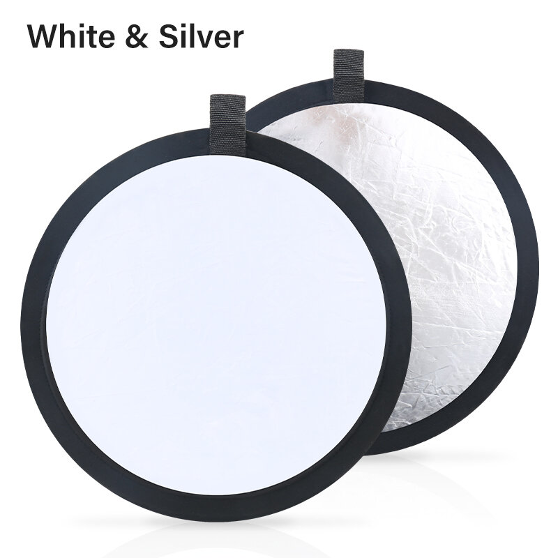Yizhestudio 30cm reflektor 2 w 1 składane oświetlenie okrągły srebrny i biały Flash dyfuzory do makijażu wideo na żywo
