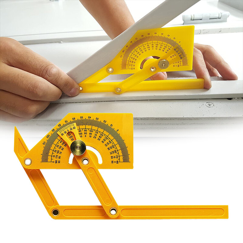 Transportador y buscador de ángulo preciso, herramientas de medición de carpintería de 0 ° a 180 ° para medir ángulo interior/exterior, transportador de plástico