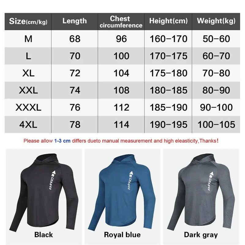 Camiseta deportiva con capucha para hombre, camisa de compresión de manga larga de secado rápido, para Fitness, entrenamiento, correr, ropa de gimnasio