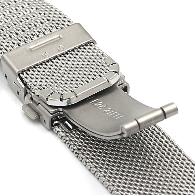 Pulseira universal para relógio, pulseira de aço inoxidável com liberação rápida para relógio milanesa de 16mm 18mm 20mm 22mm