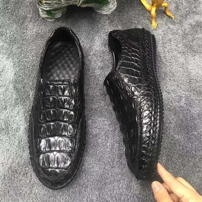 Xinepiju-zapatos de piel de cocodrilo para hombre, calzado de piel de cocodrilo, a la moda, novedad