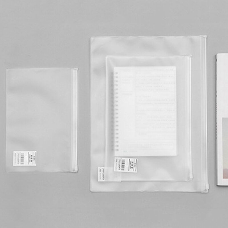 Suporte transparente de arquivo, bolsa de armazenamento com zíper para notebook e escritório, material de escritório