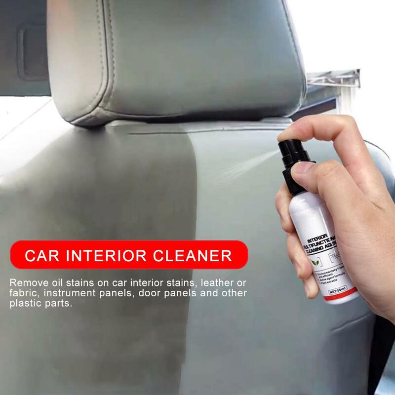50ML น้ำยาทำความสะอาดภายในรถยนต์ Auto หลังคาแผงหนังทำความสะอาดทำความสะอาดพื้นผิวหนังอุปกรณ์เสริมรถยนต์