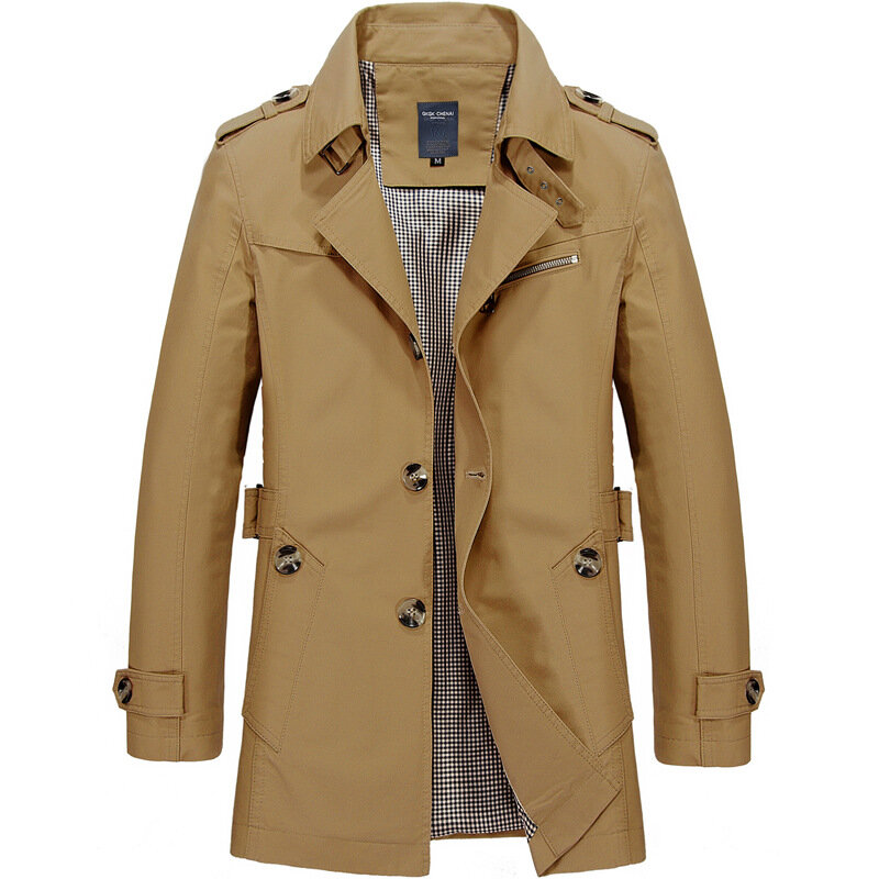 EAEOVNI giacca da lavoro da uomo moda autunno uomo giacca a vento lunga in cotone giacche soprabito maschile Casual invernale Trench Outwear Coat