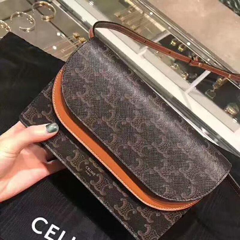 CELINE Luxury Paris Calfskin Shoulder Bag Adjustable Leather Strap Hasp Closure Cross Body Held Bags For Women 10D852CG9.04LU