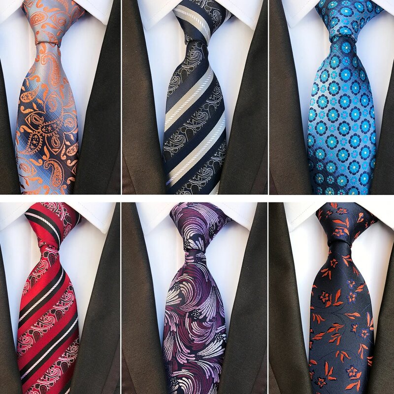GUSLESON – cravate en soie Jacquard à rayures pour hommes, nouveau Design classique, 8cm, pour fête de mariage, cadeau formel