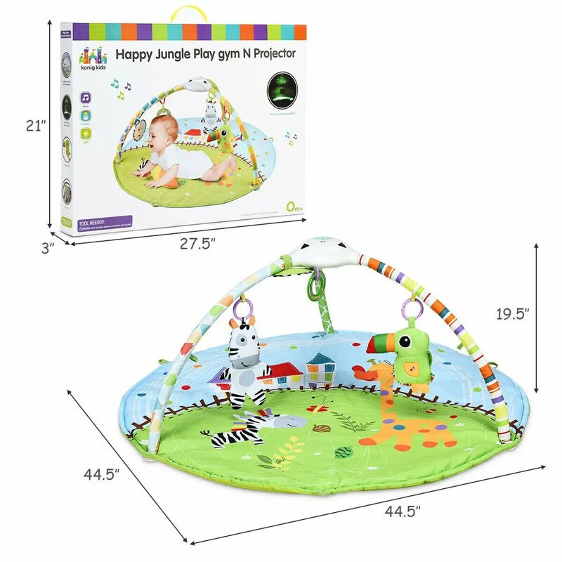 Baby Activity Gym Play Mat w/ Hanging Toys Projector Infant Educational Playtime  TY578042