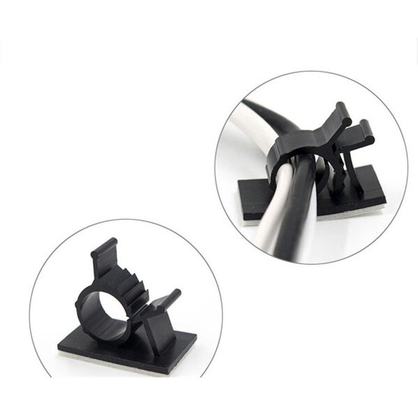 20Pcs Black Adjustable Plastic Cable Clamps Self Adhesive Car Cable Clips Wire Organizer