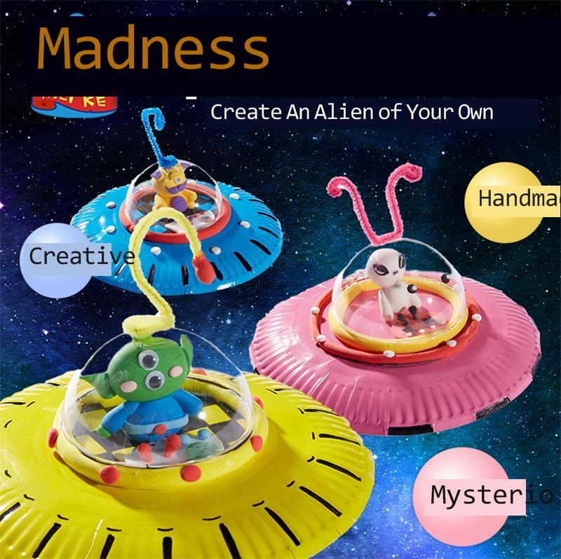 Gila Alien DIY Paket Bahan Produksi Anak-anak TK Kreatif Seni Puzzle Seni Kerajinan Persediaan Bahan Mainan