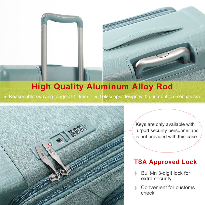 UNIWALKER Carry on bagaglio valigia da lavoro carrello da 16 pollici Matcha Green TSA Password Lock
