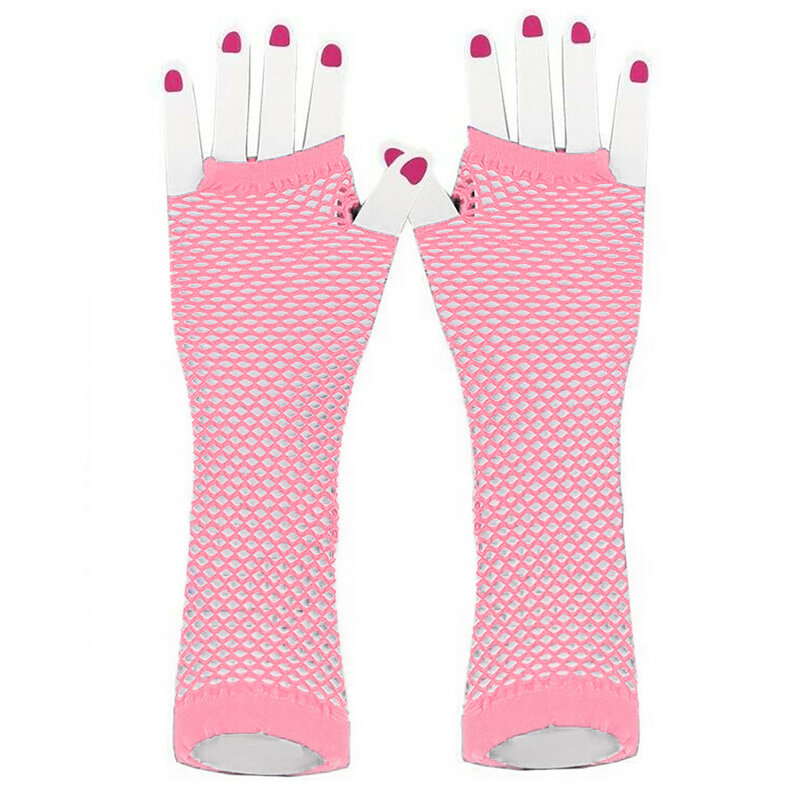 女性のための穴のあるセクシーな手袋,パンクスタイル,ディスコダンスの衣装,スパンコールのついたメッシュ,長い指の手袋