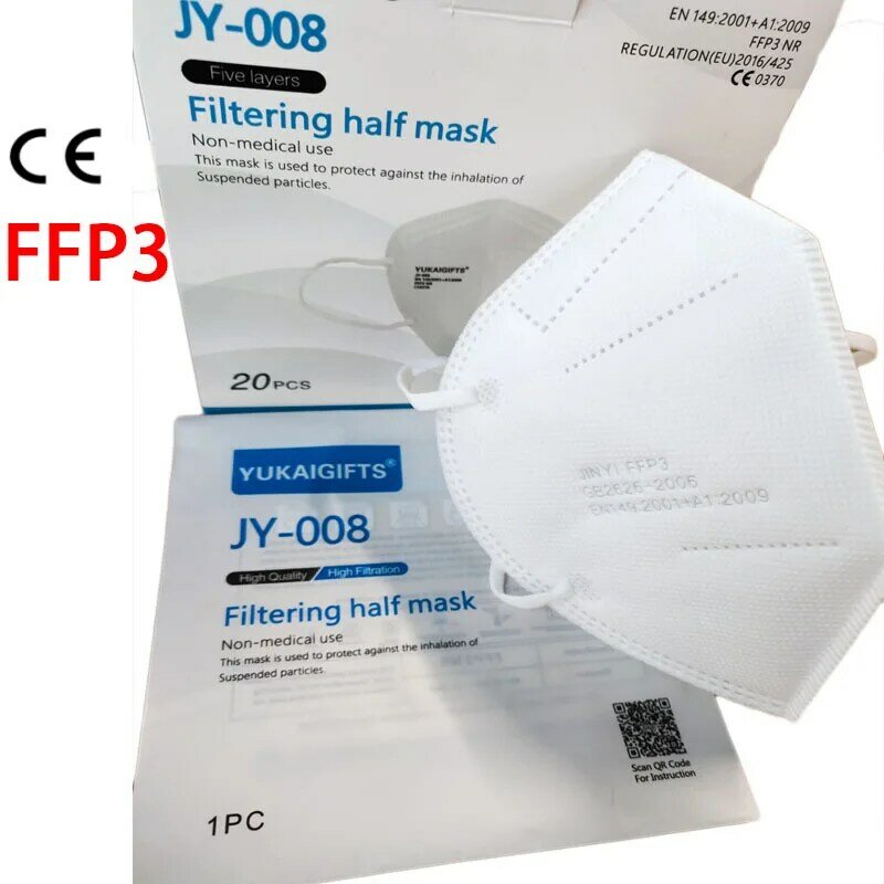 10-50Pcs CE 입 마스크와 FFP3 NR 얼굴 마스크 5 레이어 방진 Anti-PM2.5 안개 방지 호흡기 계절 보호 마스크 JY-008