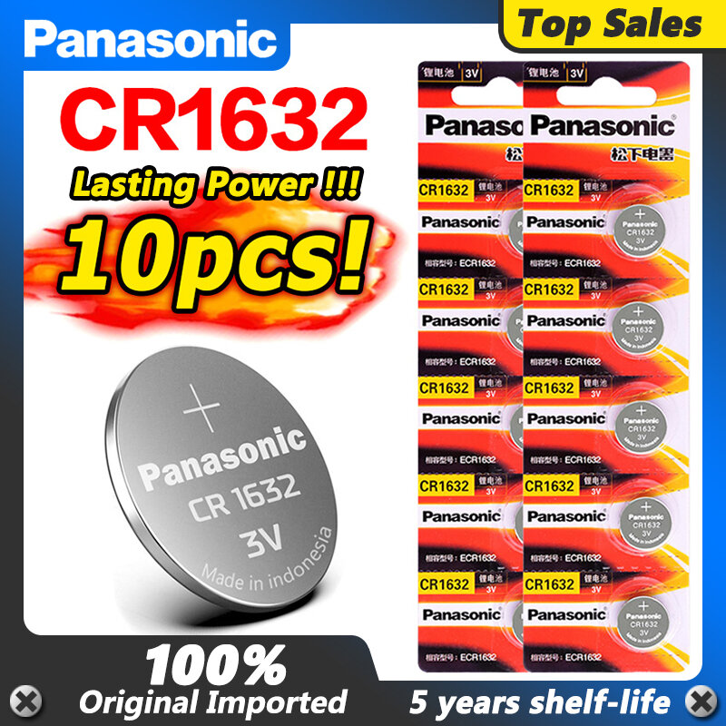 10 X original flambant neuf batterie pour PANASONIC cr1632 3v bouton pile coin piles pour montre ordinateur cr 1632 pour jouets montres
