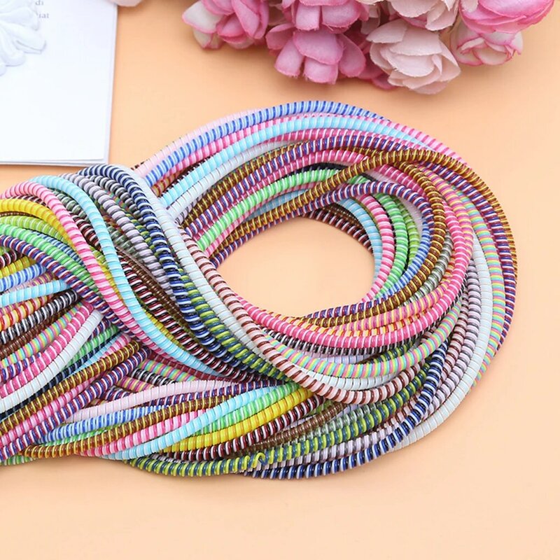 1.5 Meter 3 Color Phone Table Charging Cable Protector TPU Data Transmission Elastic Cord Wrap