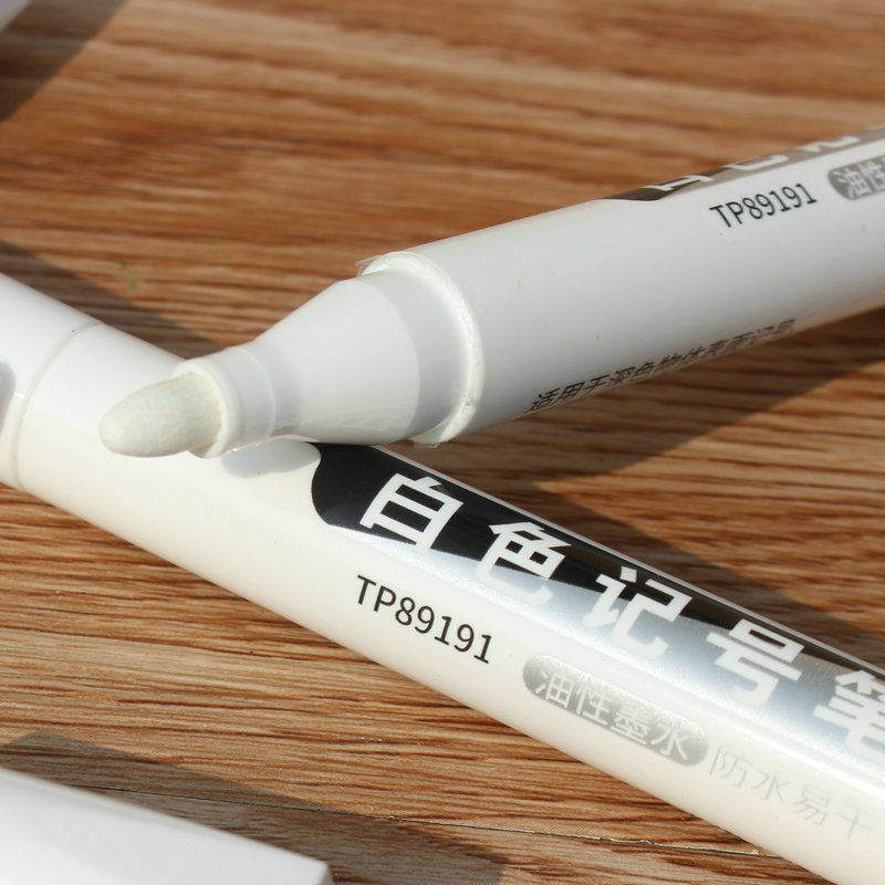 3Pcs 89191ผิวมันสีขาว Mark Pen Erasable แห้งเร็วกันน้ำ2.0สายกว้างง่ายและทนทานเครื่องหมายปากกา