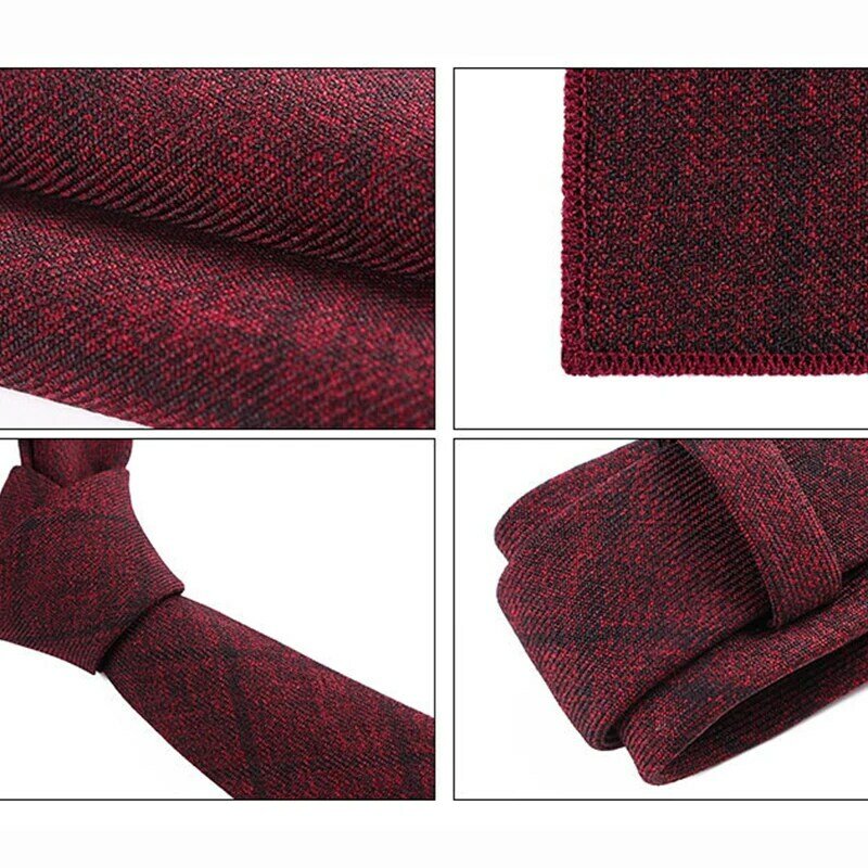 GUSLESON Classic Cotton 6cm Tie Set For Men Plaid Stripes Necktie and Handkerchief Set for Wedding Business Party Formal Gift