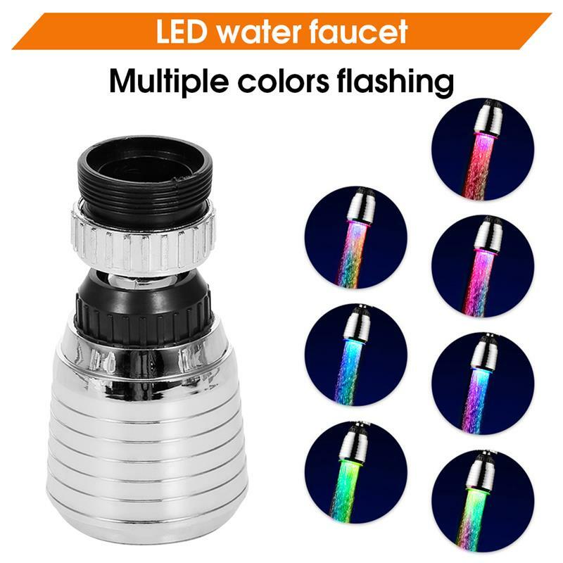 LED Lighting Water Faucet RGB Color Changing Tap Shower Head 360 Degree Heat-resistant Sprayer Plastic Replacement Nozzle
