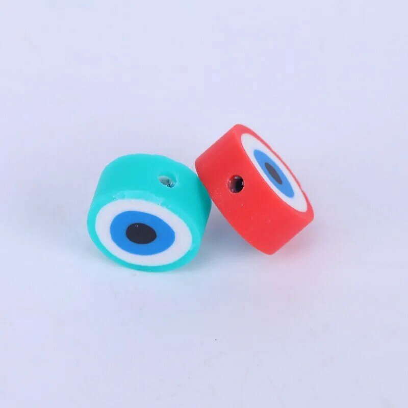 1000 sztuk 10*5mm glina polimerowa okrągły Evil Eye koraliki zabawki do tworzenia biżuterii naszyjnik DIY akcesoria do bransoletki
