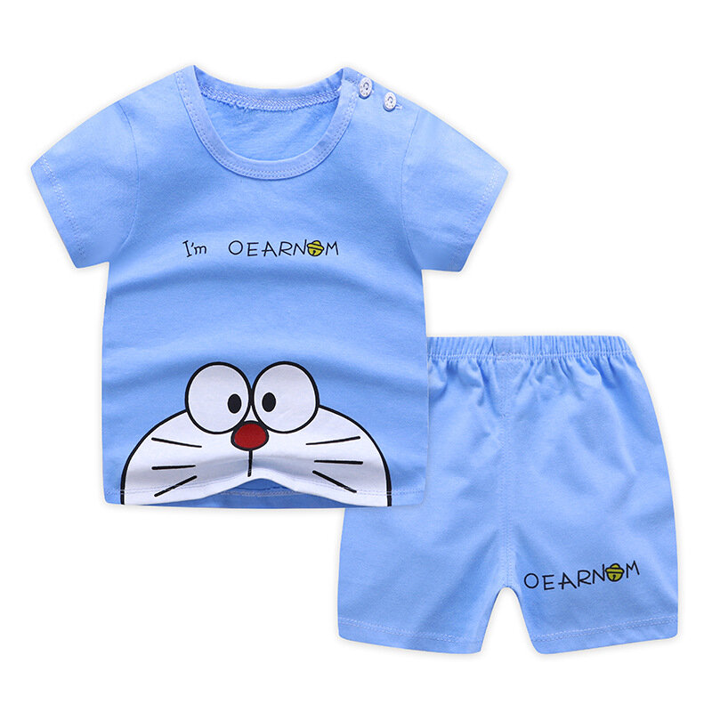Summer Baby Boys T-shirt+short Pants 2pcs Set 100% Cotton Girls Clothing Sets Fashion Children Sets Infant Kids Pajamas 6m-3Y