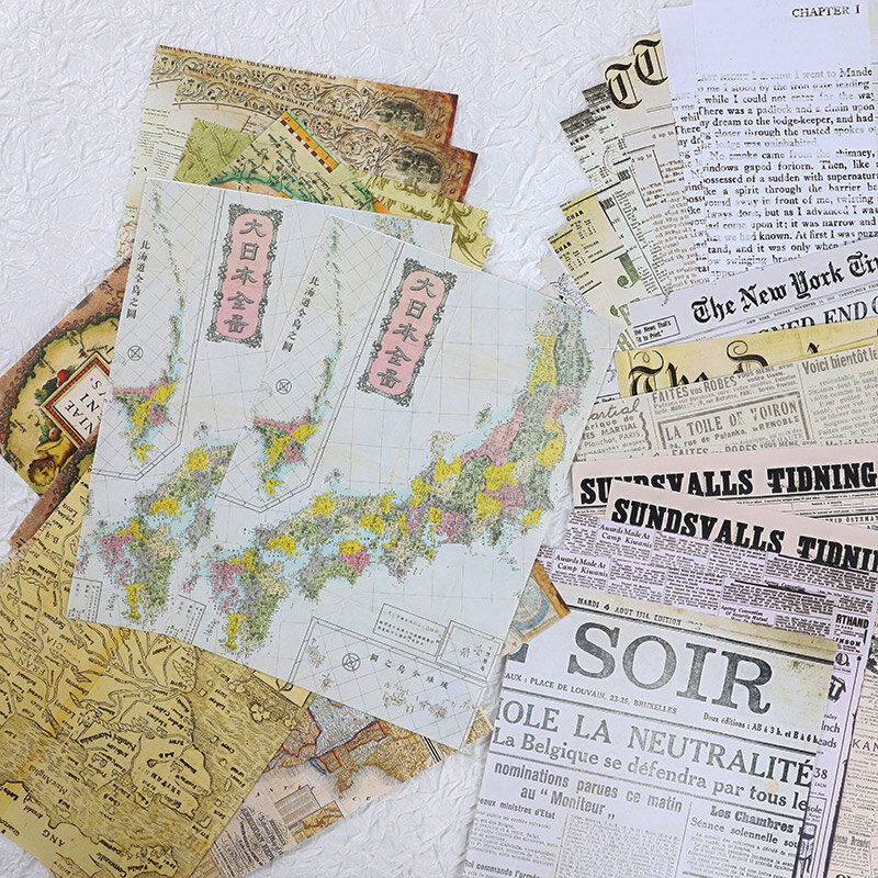 Yoofun material de mapa retrô para diário, diário, colagem, decoração, tamanho grande, papel de fundo