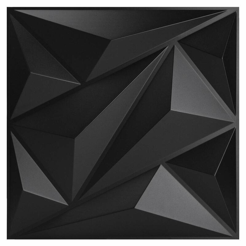 Paneles de pared 3D de plástico de 50x50cm, color negro diamante para sala de estar, dormitorio, Fondo de TV, paquete de 12 azulejos