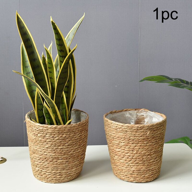 1x Seagrass Planter Basket Indoor Outdoor  Hand Woven Storage Basket Plant Pot Cover Flower Pot Cover Containers