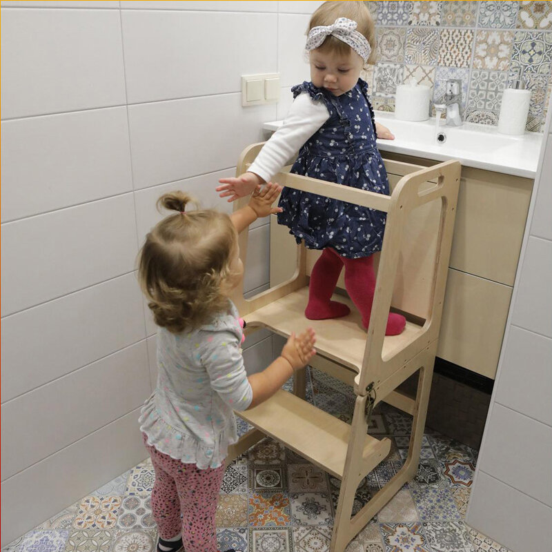 XIHATOY-taburete de paso de cocina para niños, silla alta de alimentación para bebés, torre de aprendizaje plegable de madera con pizarra