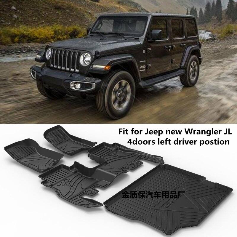 Gebruik Voor Jeep Wrangler Sahara Rubiconr Custom Auto All-Weather Tpo Auto Vloer Mat Jeep Wrangler Jl 4 Deur waterdicht Tpo Floor Mat