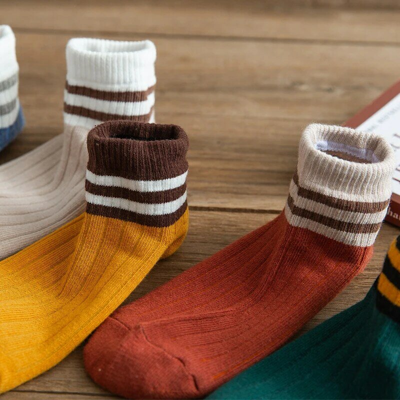 5 paires de chaussettes à rayures pour femmes, chaussettes d'été décontractées, en coton, confortables et douces, à la cheville