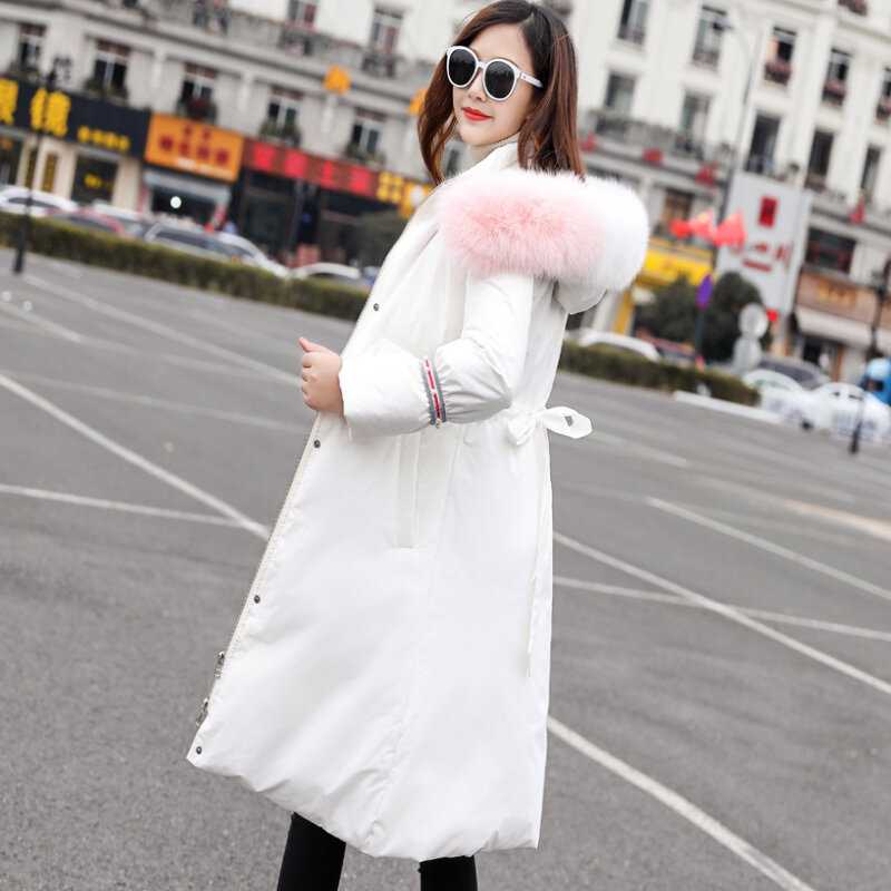 Casaco de inverno feminino grosso quente das mulheres para baixo jaqueta grande pele de raposa com capuz roupas 2020 pato coreano para baixo casaco hiver 56207