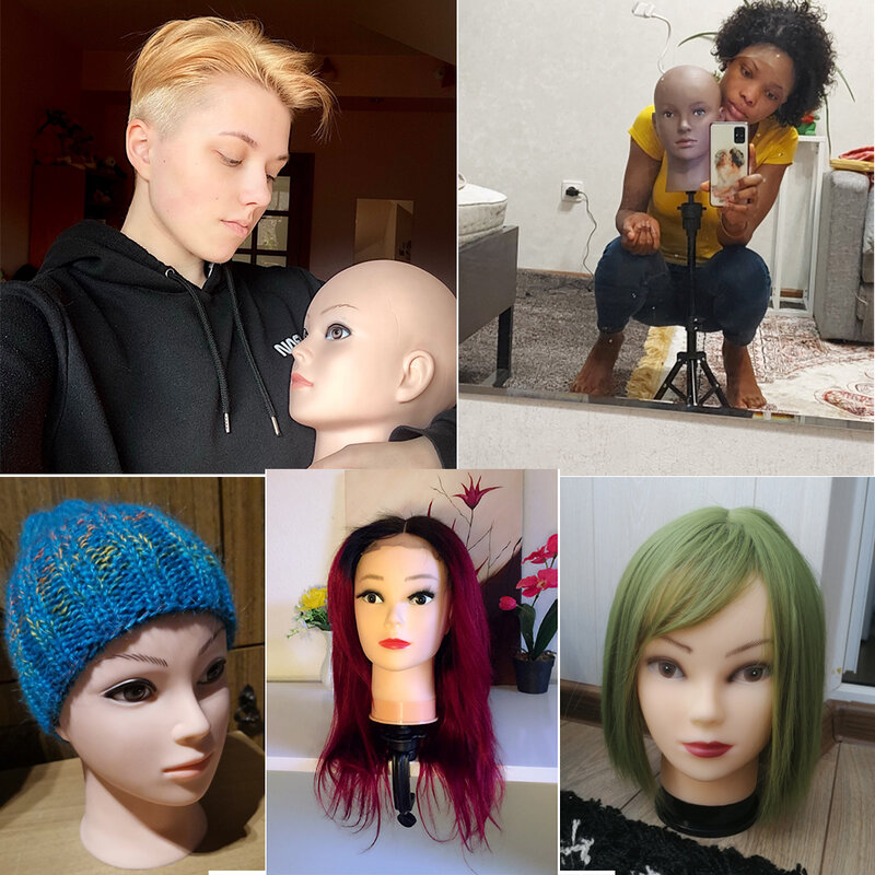 Heißer Verkauf Weibliche Mannequin Kopf Mit Perücke Stand Clamp Für Make-Up Praxis Kosmetik Puppe Kopf Für Perücke Hut Display 51cm