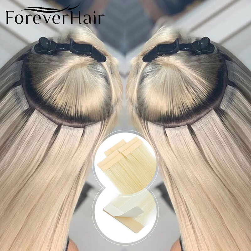 Forever Haar 100% Echt Remy Tape In Human Hair Extensions Naadloze Huid Inslag 18 "5 Pcs Alleen Zijdeachtige Rechte voor Europese Salon