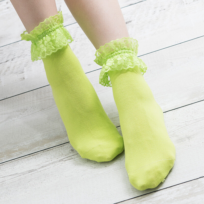 1 paar Atmungsaktiv Schweiß-absorbent Anti-reibung Socken Frauen Medium Socken Spitze Socken Koreanische Stil Atmungsaktive Baumwolle Solide farben