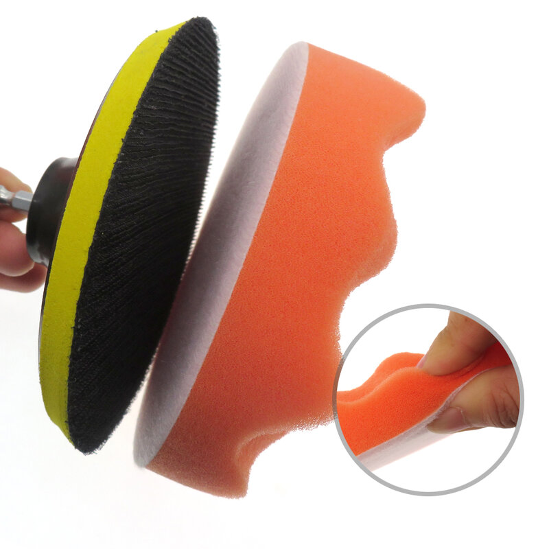 10Pcs 5Inch Wave Sponge Buffing Waxing Pad Polishing Tool for Car Polisher Orange Buff Pads 5 inch (125mm) Buffing Pads