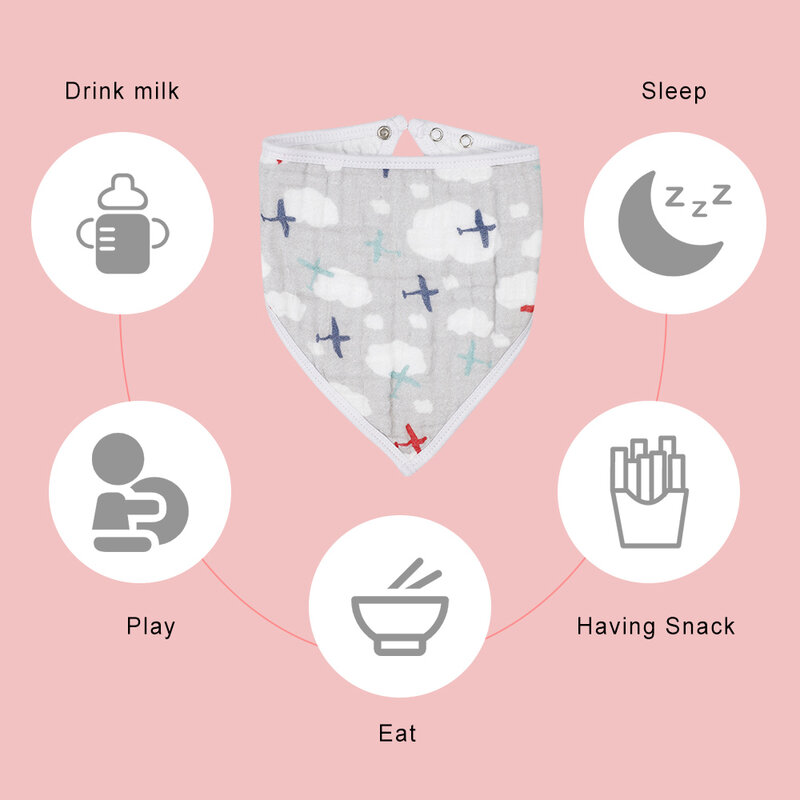 ベビーモスリンバナダナよだれかけは、幼児、新生児、幼児のための超柔らかくて吸収性のある布、スナップ付きの調節可能なよだれかけ